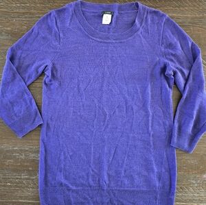 Vintage 100% Linen J. Crew Women's Vibrant Purple Crewneck XS Sweater